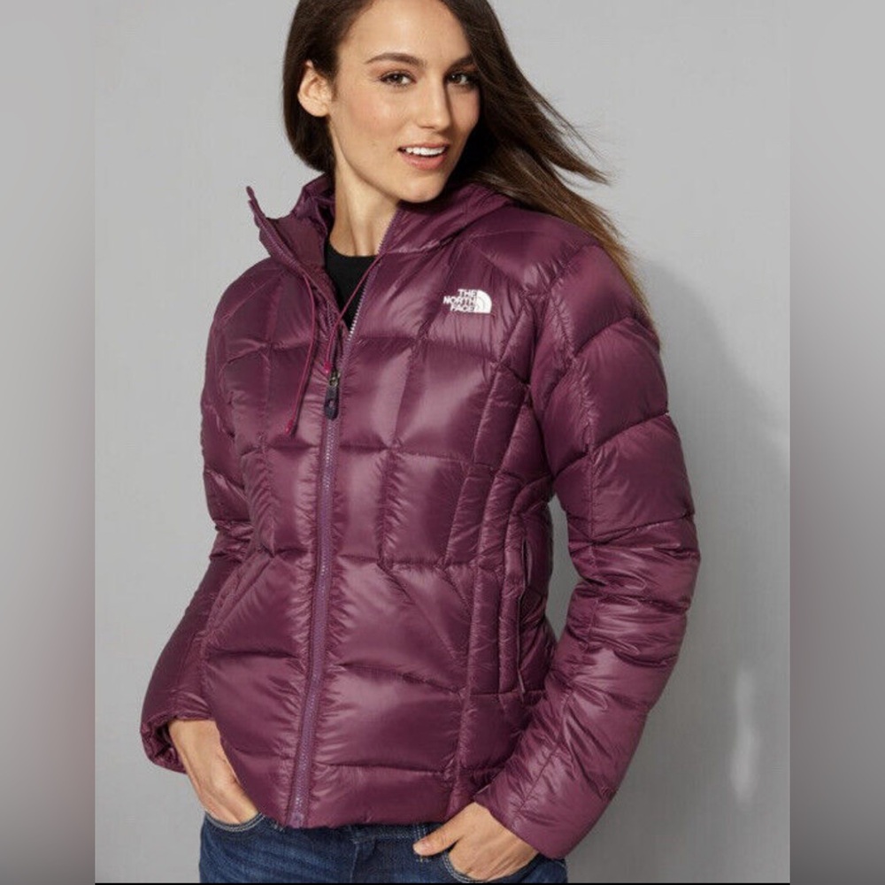 EUC The North Face Destiny down filled dark purple puffer jacket